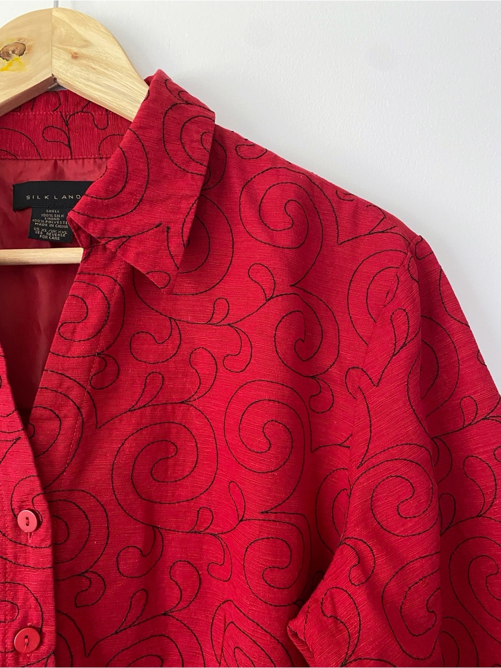 Silkland Red Swirl Button-Up Jacket